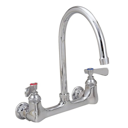 Bk Resources Optiflow Heavy Duty Faucet, 5" Gooseneck Spout, 8" O.C. Splash Mount BKF-5G-G
